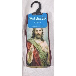 Good Luck Sock Burgundy Jesus Socks - Adult Size 8-13